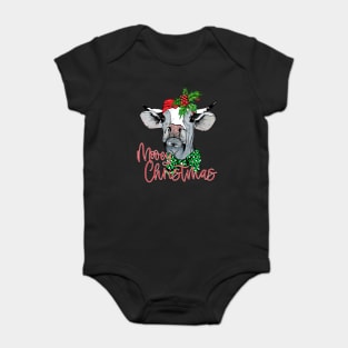 Mooey Christmas  Cow Baby Bodysuit